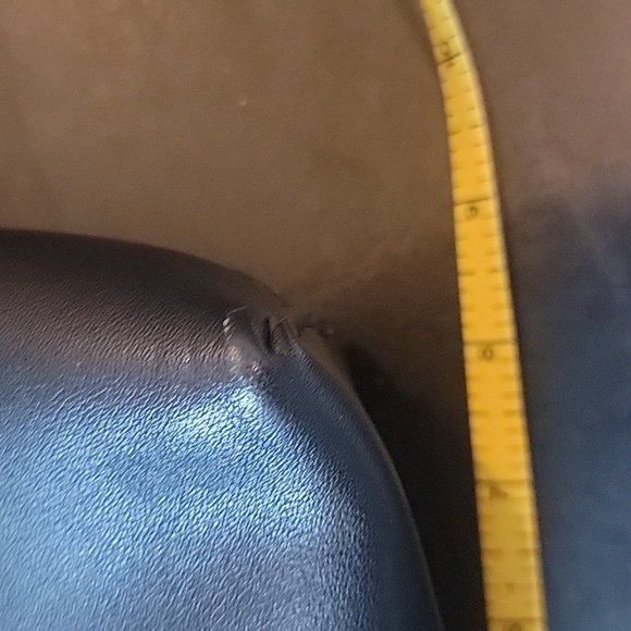 Black Bag w Strap Deep w/wooden handles.  Worn in some spots. Good condition. - Picture 6 of 10